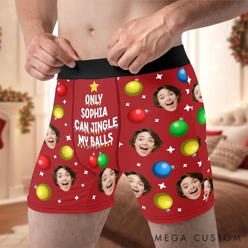 Personalized Girlfriend Wife Face Boxer Briefs Men Christmas Underwear with Women Face Photo Xmas Gift for Boyfriend Husband Groom Gift from Bride