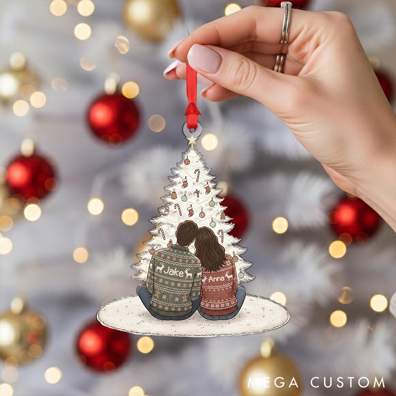 Personalized Couple Christmas Ornament Christmas Tree Decoration with Names and Holiday Sweaters Couple Holiday Ornament