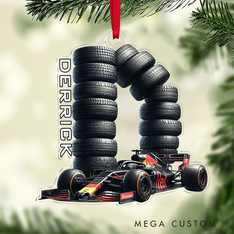 Personalized Racing Car Ornament Custom Initial or Name Sports Car Christmas Decoration Gift for Racing Fans