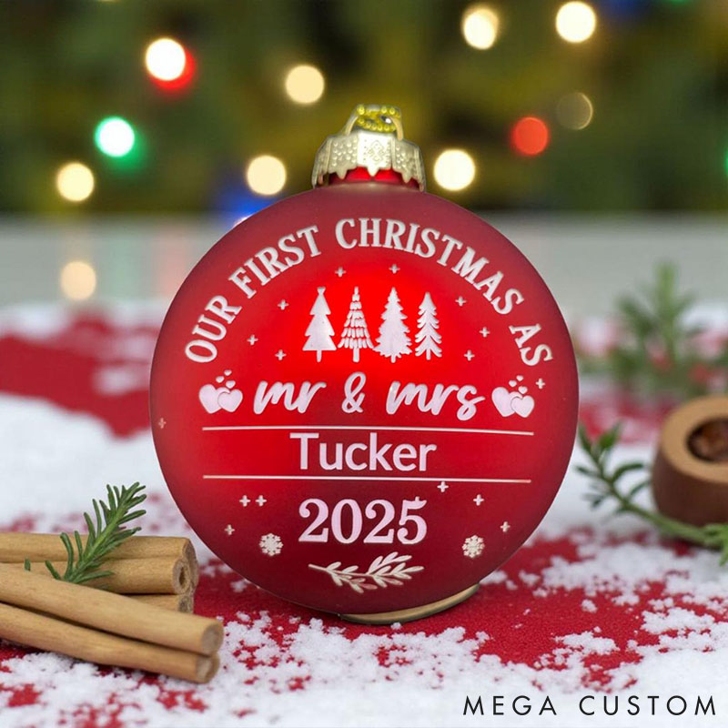 Personalized Our First Christmas as Mr. and Mrs. Ornament Couple Christmas Decor Bulb Newlyweds First Christmas Ball