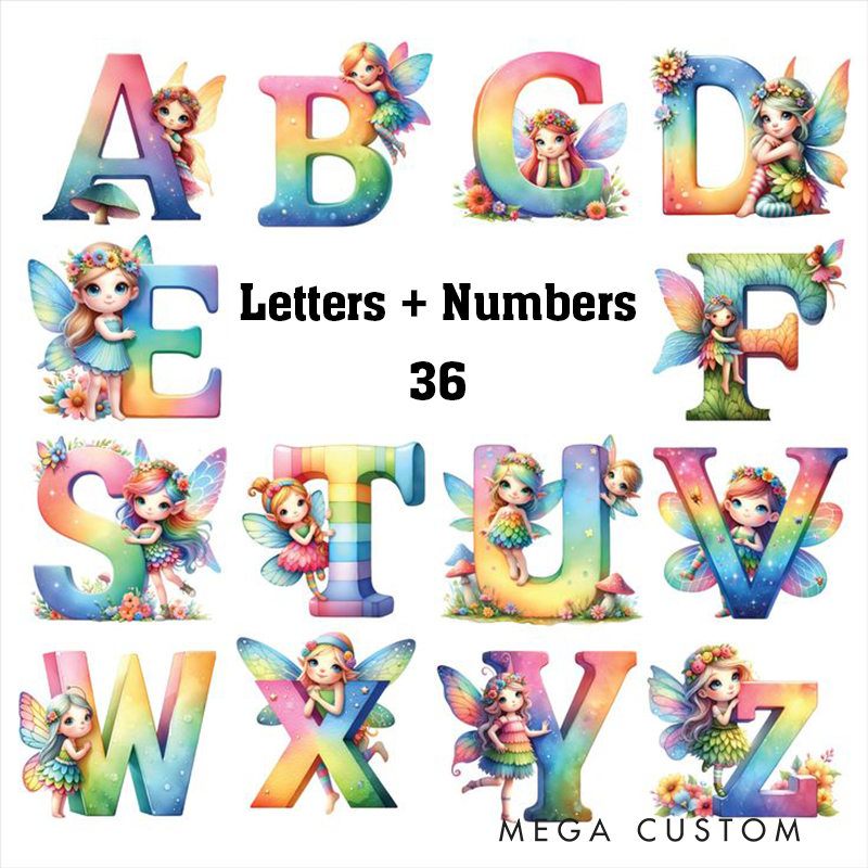 Personalized Letter Christmas Gift Pillow with Gradient Sparkling Fairy Colorful Wings and  Magical Style Graphic 3D Print Pillow