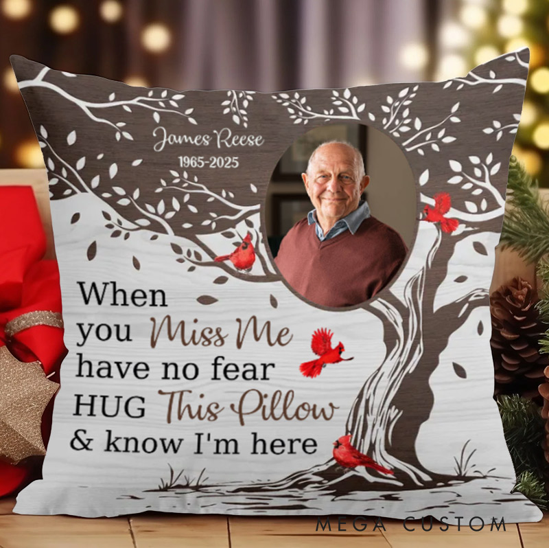 Personalized Memorial Photo Pillow Hug This Pillow and Know I'm Here Memorial Gift