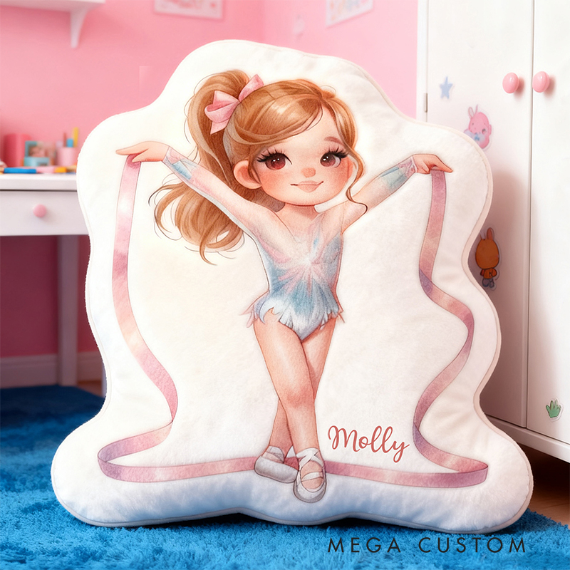 Personalized Gymnastics Pillow with Your Name Soft Stuffed Toy for Kids and Gymnastics Lovers Unique Decorative Cushion for Girls' Room