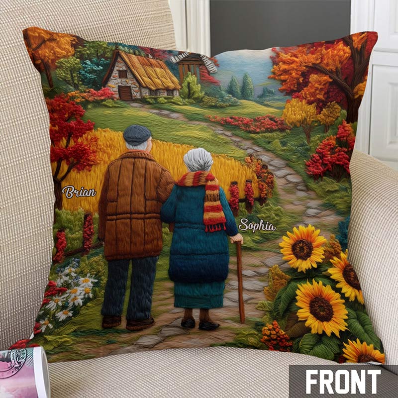 Personalized Countryside View Couple Pillow Custom Names Couple Home Pillow Romantic Anniversaries Gift for Husband Wife for Home