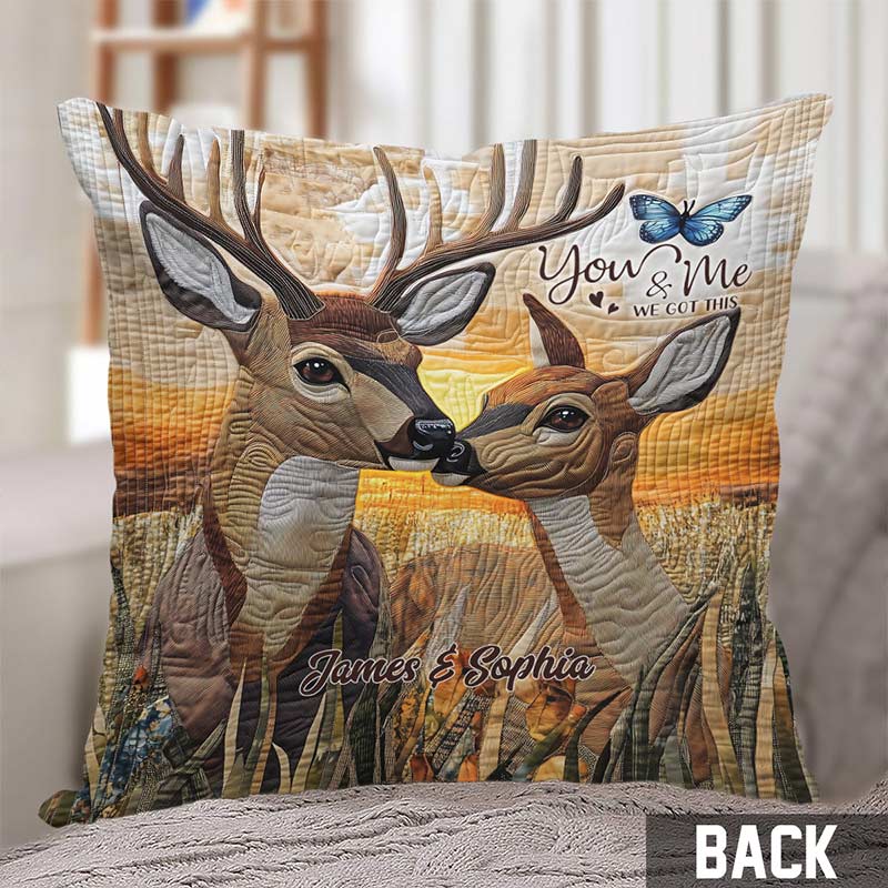 Personalized Deer Couple Design Pillow Custom Names Couple Home Pillow Romantic Anniversaries Gift for Husband Wife for Home