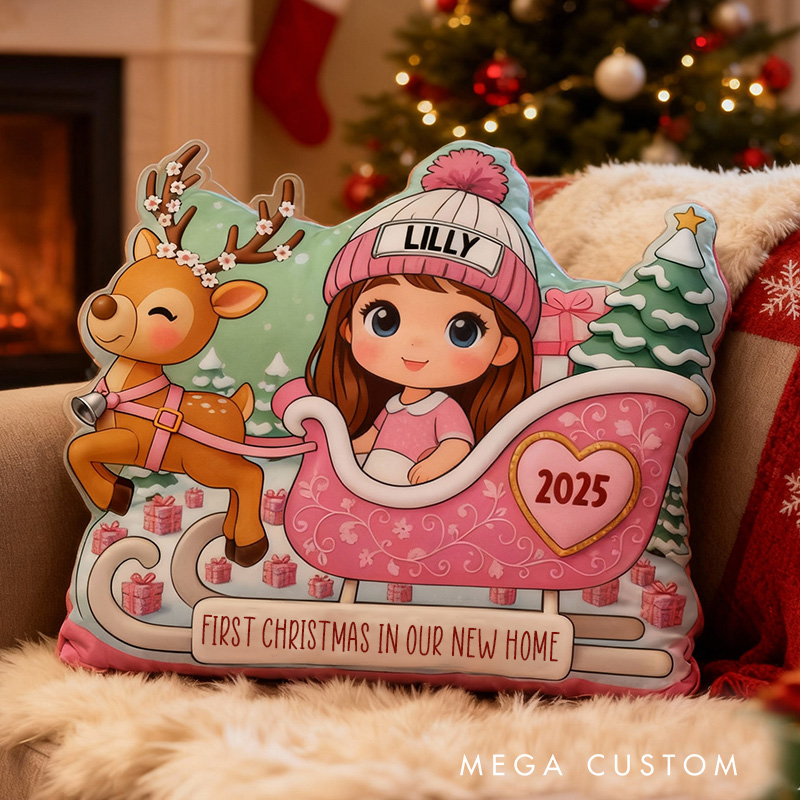 Personalized First Christmas Pillow Custom Name Holiday Decoration for Girls Keepsake for New Home Festive Decor and Gifts Christmas Gifts