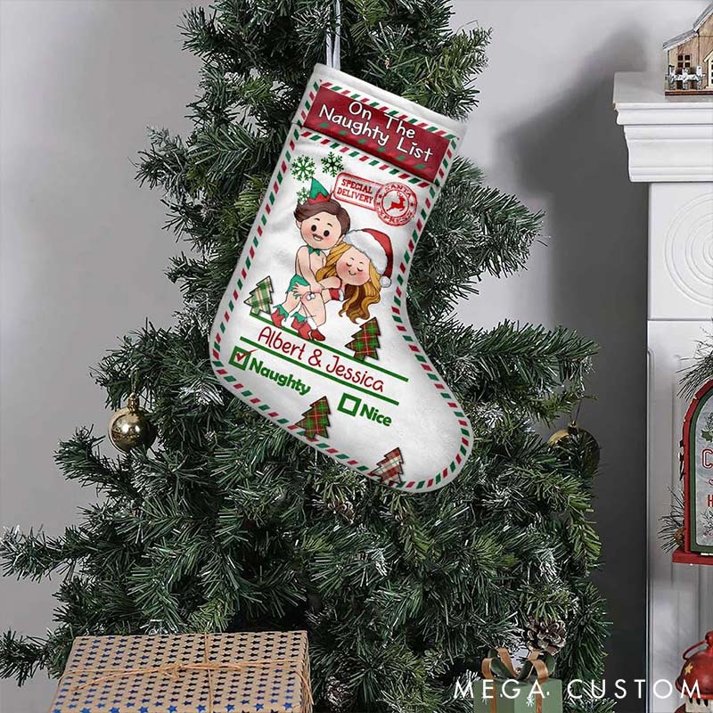 Personalized Couple Naughty or Nice Couple Christmas Stockings Sex Couple Love Position Christmas Stockings Gift for Couple for Husband Wife