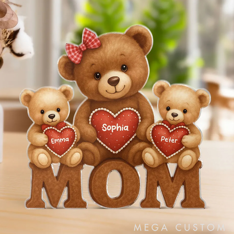 Personalized Mama Bear Custom Shape Acrylic Plaque Christmas Gift for Mom