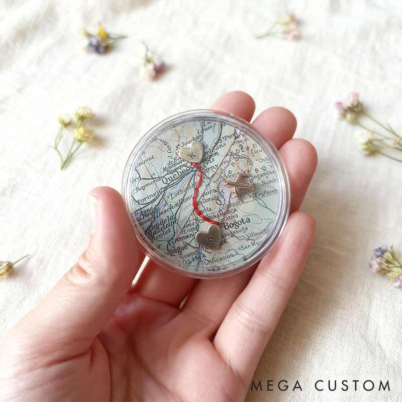 Personalized Couple Long Distance Pocket Hug Coin Custom Couple 2 Cities Coin with text Anniversary Gift For Him Her Valentine's Day Gift