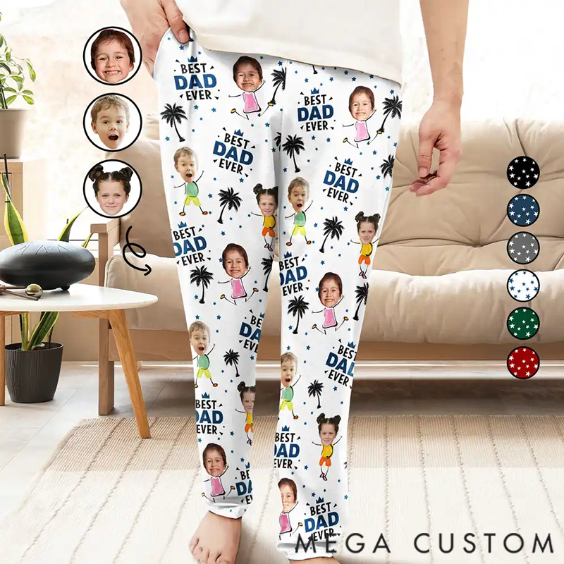 Personalized Pajama Pants Custom Photo Best Dad Grandpa Ever