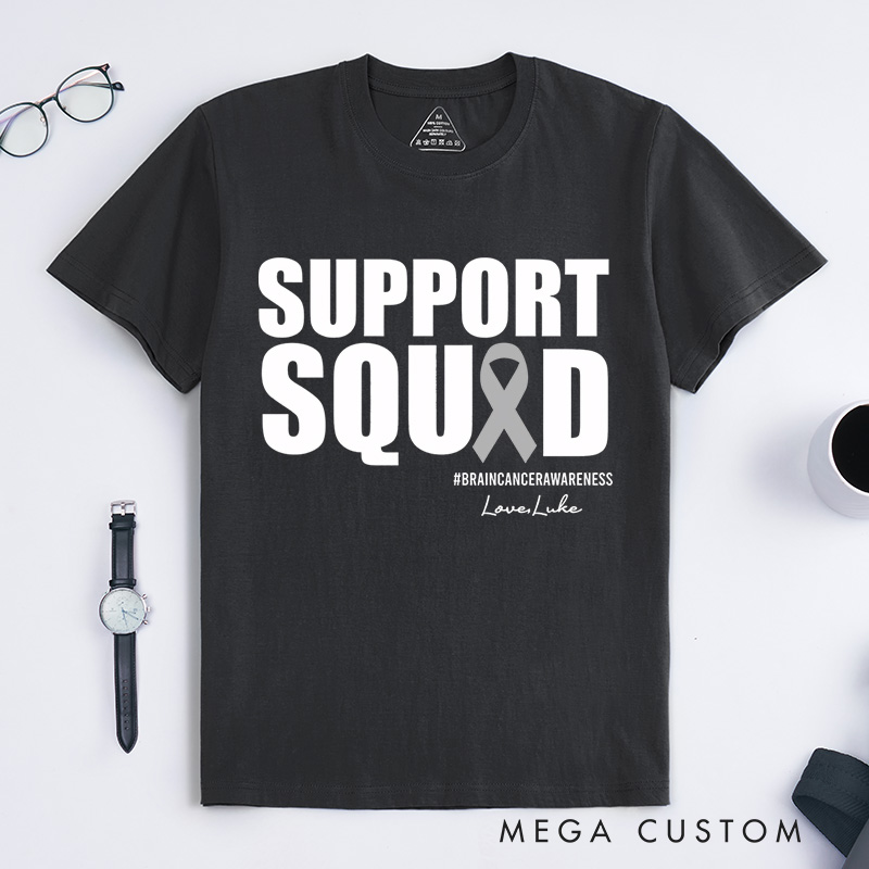 Personalized Support Squad Brain Cancer T-Shirt Brain Tumor Awareness Gift