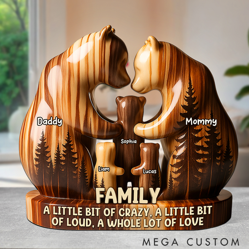 Personalized Custom Shape Acrylic Plaque for Lovely Bear Family Christmas Gift