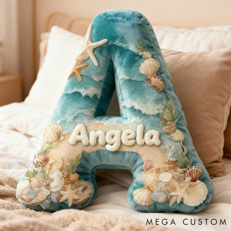 Personalized Seaglass Style Pillow Custom Ocean Style Pillow 3D Graphic Print Home Decor Throw Pillow for Girl Friend Beach Keepsake Pillow