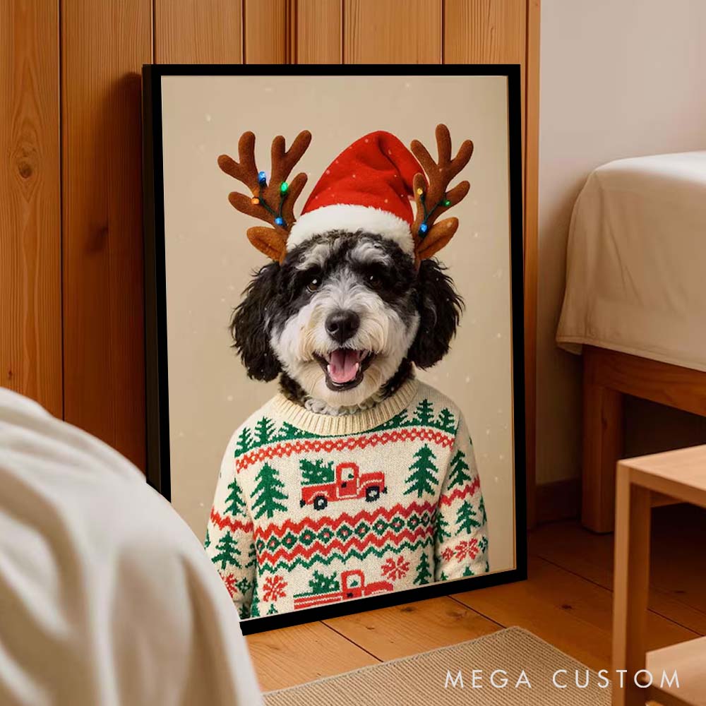 Personalized Pet Lover Custom Christmas Pet Portrait