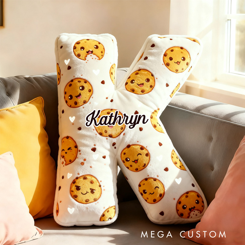 Personalized Muffin Throw Pillow Graphic 3D Print Pink Cute Cookie Pillow with Name for Kids Boys Girls Initial Pillow Baker Gift 