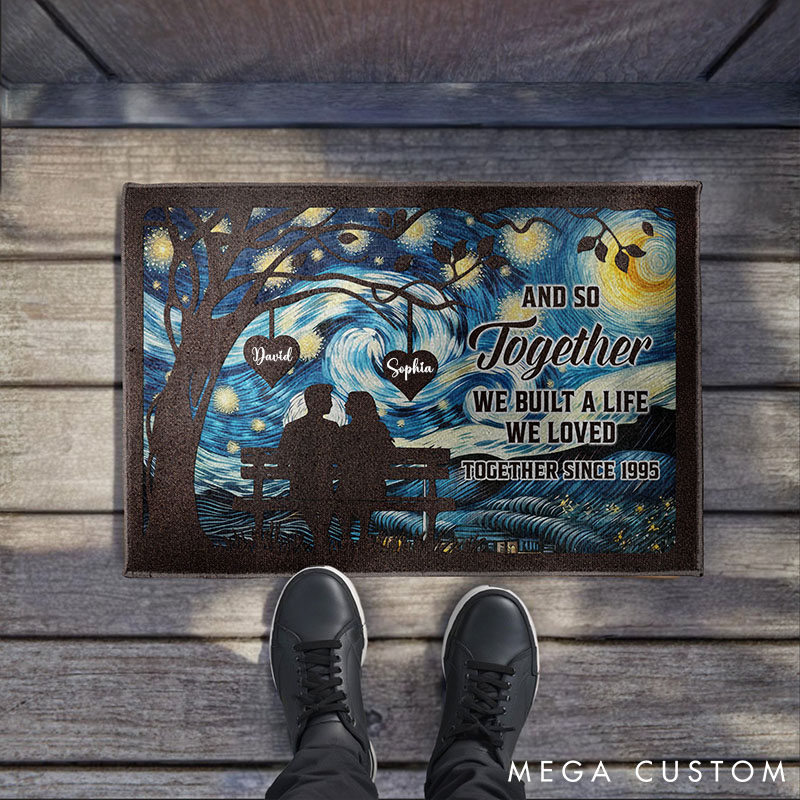 Personalized Starry Night Blanket Together We Built A Life We Loved Custom Couple Doormat Holiday Gift for Couples