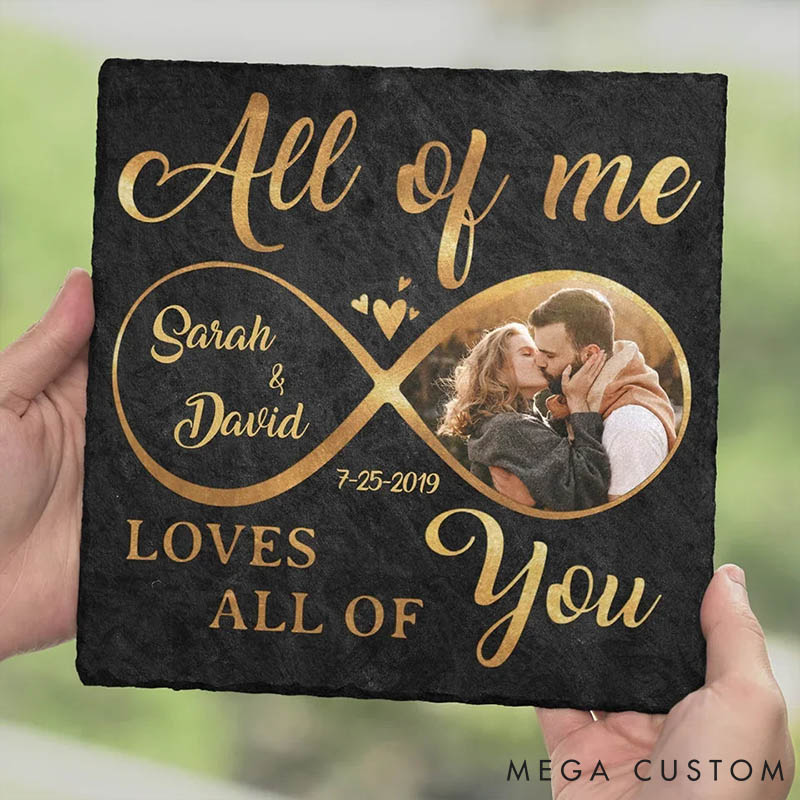 Personalized Couple Photo From Our First Kiss Till Our Last Breath Heart and Square Shaped Stone with Stand First Christmas Gift Valentine's Day Gift