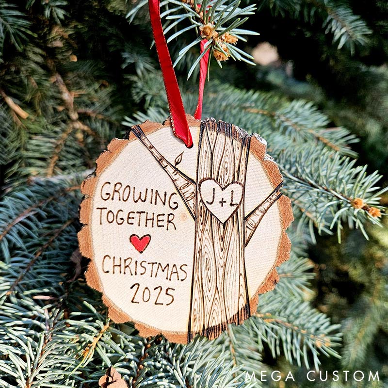 Personalized 5th Anniversary Wooden Ornament Growing Together Wood Anniversary Gift for Couples Husband Wife Christmas Gift for Couple