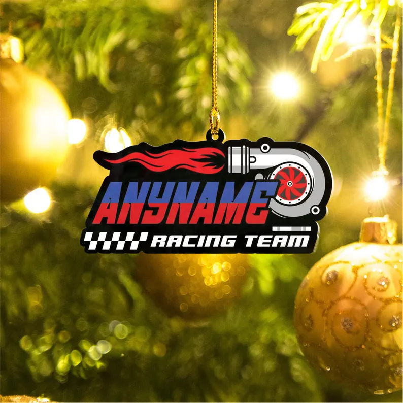 Custom Racing Name Ornament Personalized Speedy Racing Motorsport Name Christmas Ornament Car Racing Gift, Drift Car Engine Ornament