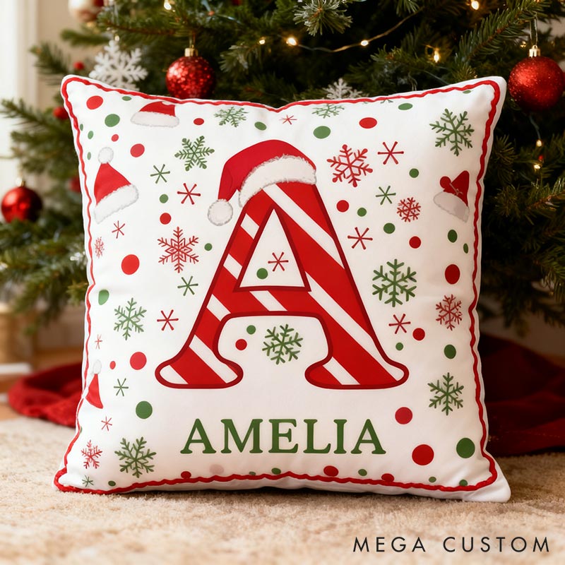 Personalized Christmas Custom Letter Pillow Holiday Gift for Girl Friend for Boy Friend Christmas Gift for Wife Husband Home Pillow for Couple