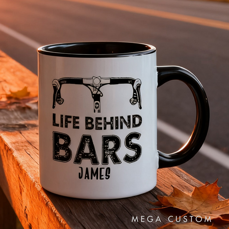 Personalized Life Behind Bars Mug Funny Biker Mugs Biker Gifts Cyclist Mug Women Cyclist Joke Bike Gift For Cyclistsfor Biker Cycling Riding Lovers