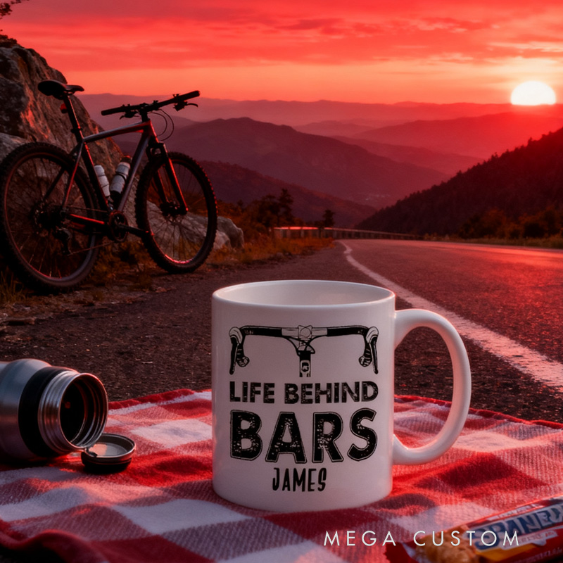 Personalized Life Behind Bars Mug Funny Biker Mugs Biker Gifts Cyclist Mug Women Cyclist Joke Bike Gift For Cyclistsfor Biker Cycling Riding Lovers