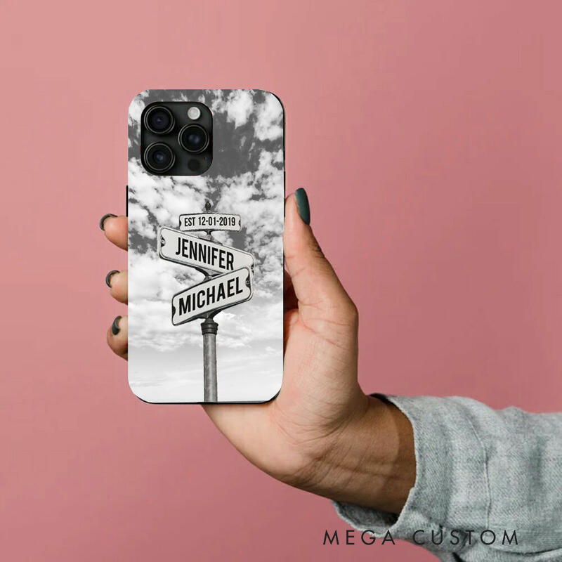 Personalized Street Sign Racing Phone Case Custom Name and Date Gift for Car Lovers and Motorsport Fans