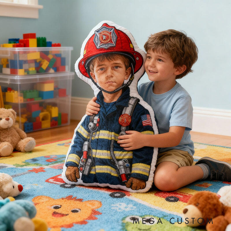 Personalized Firefighter Photo Pillow Personalized Face Shaped Cushion Gift for for Firefighters Graphic 3D Print Pillow 
