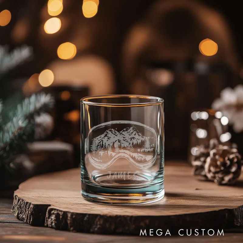 Personalized Cycling Ski Goggles Glasses Skier Snowboarder Whiskey Wine  Beer Glassware Winter Themed Drinkware Snow Sports Gift Mountain Cabin Home Decor Bike Sports Gift Outdoor Road Bike Enthusiasts