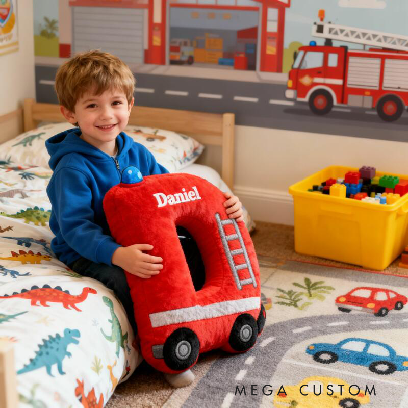 Personalized Fire Truck Letter Pillows Customizable with Names Fun Gifts