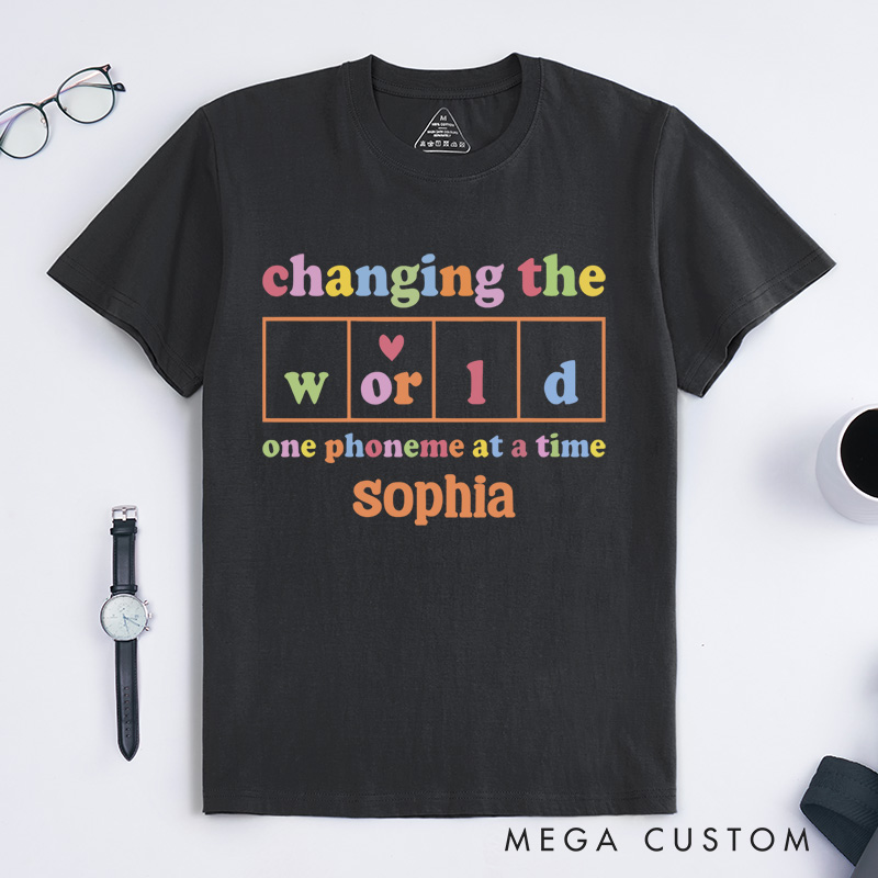 Changing The World One Phoneme At A Time T-shirt Dyslexia Awareness Gift
