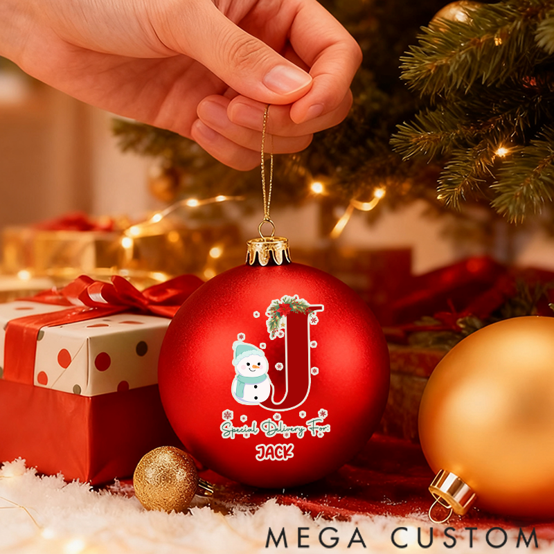 Personalized Christmas Ball Ornament Christmas Snowman Flower Pattern Letter Design