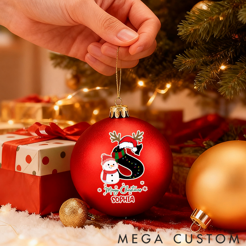 Personalized Christmas Ball Ornament Christmas Snowman Pattern Letter Design