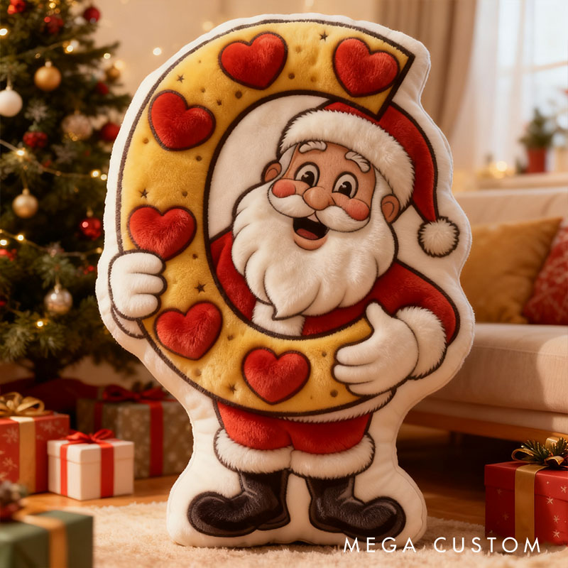 Personalized Couple Santa with 26 Letter Christmas Pillow Custom Girlfriend Initials Graphic 3D Print Xmas Cushion First Christmas Gift for Him Her