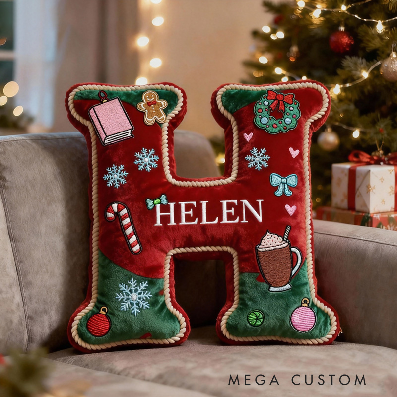 Personalized Books Alphabet Throw Pillow Retro Book Letter Pillow with Name Bookish Initial Reader Pillow for Kids Boys Girl Book Lover Christmas Gift