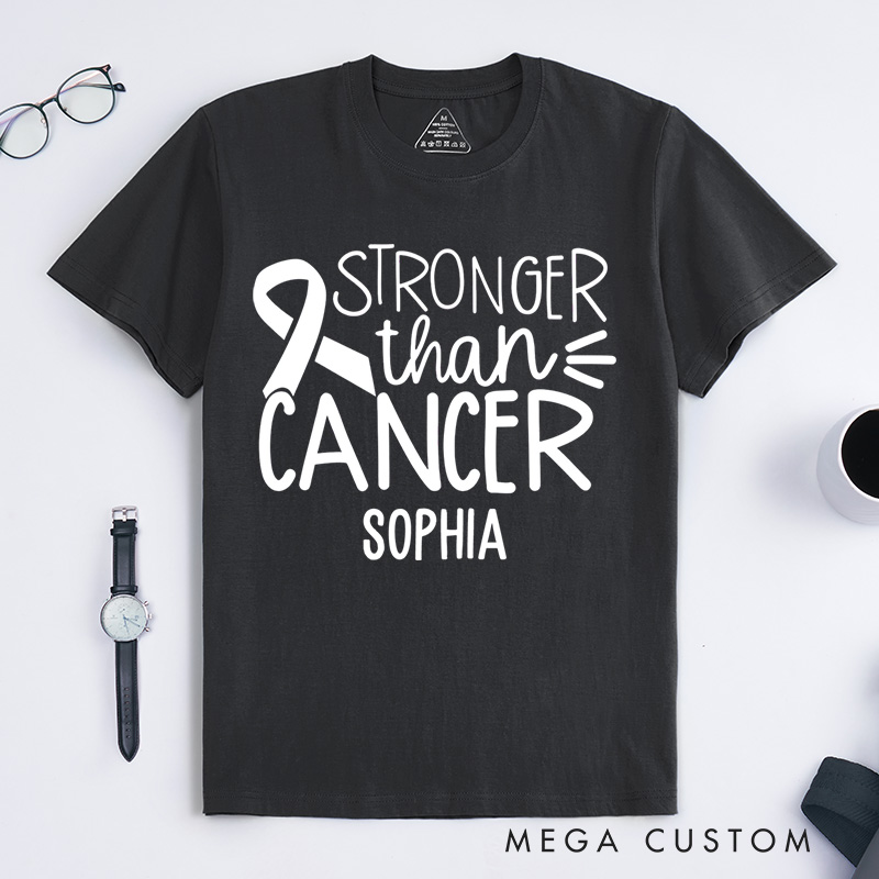 Personalized Stronger Than Cancer Awareness Inspirational Design T-shirt Motivational Gift