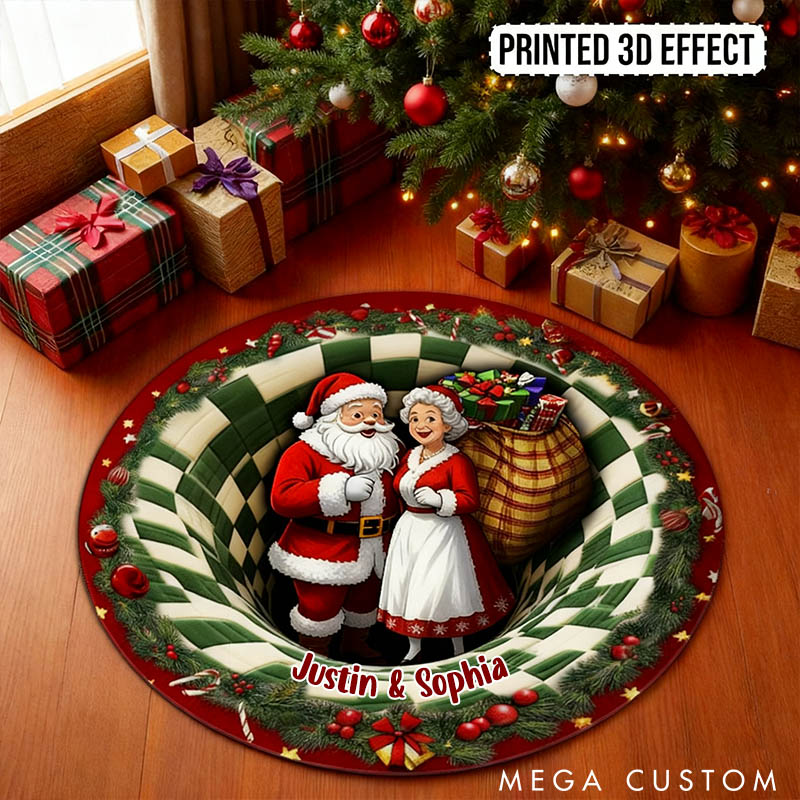 Personalized Couple Santa and Mrs. Claus Graphic 3D Print Christmas Rug Custom Christmas Carpet Our First Christmas Gift for Him Her Husband Wife