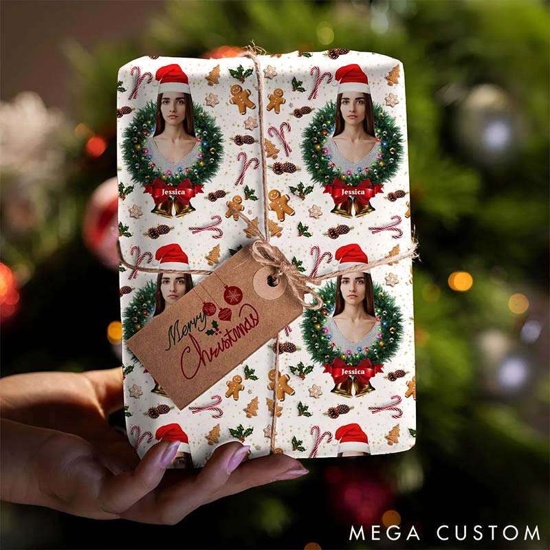 Personalized Funny Christmas Face Photo Cutout Wrapping Paper Unique Photo Gift Xmas Wrap Paper Best Xmas Gift for Boyfriend Girlfriend