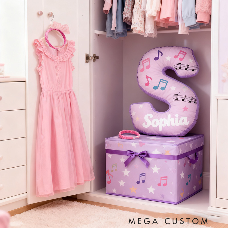 Personalized Colorful Notes Music Pillow with Your Own Name Soft Stuffed Toy for Kids Music Lovers Unique Decorative Cushion for Girls' Room Graphic 3D Print Pillow