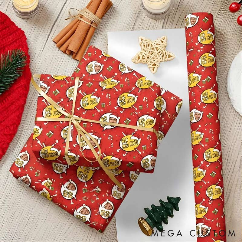 Personalized Funny Christmas Face Photo Cutout Wrapping Paper Unique Photo Gift Xmas Wrap Paper Best Xmas Gift for Boyfriend Girlfriend
