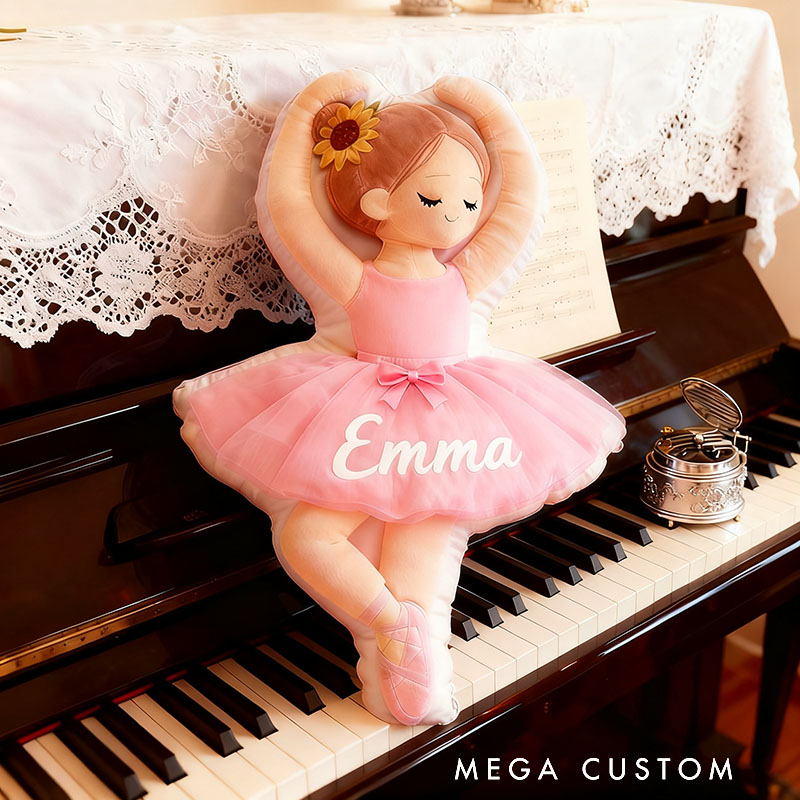 Personalized Graphic 3D Print Ballet Dancers Girls Pillow with Your Name Soft Stuffed Toy for Kids Unique Decorative Cushion for Girls' Room