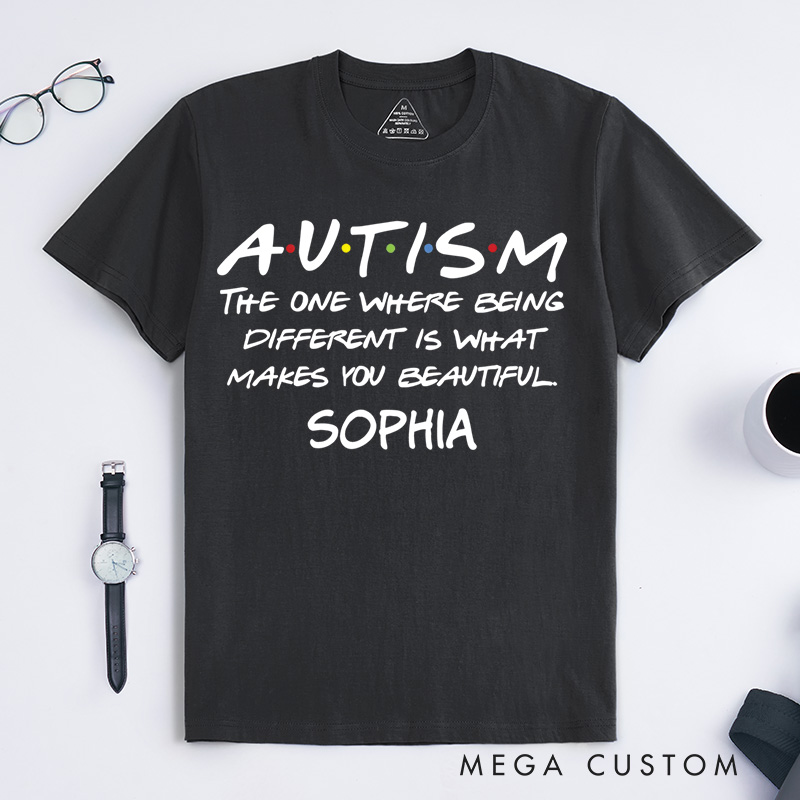 Personalized Autism Being Different Is Beautiful Inspirational Awareness Themed T-shirt Autism Awareness Gift