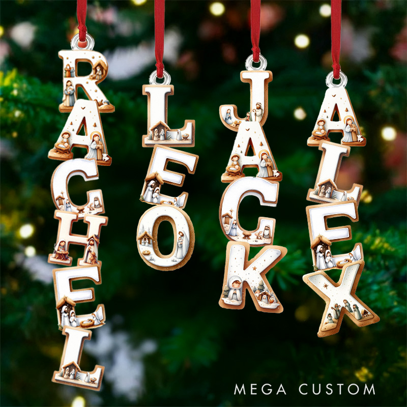 Personalized Nativity Scene Acrylic Christmas Ornament with Custom Name Religious Gift Christmas Tree Decor Christian Gift