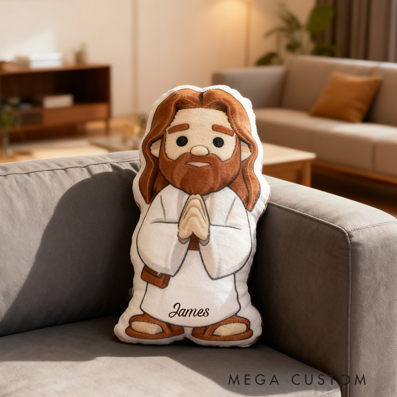 Personalized Jesus Pillow with Custom Name Home Decor Religious Gift Christian Gift Graphic 3D Print Pillow