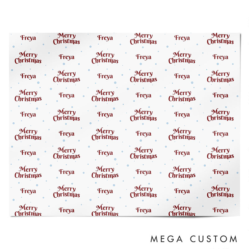 Personalized Classic Red Merry Christmas Wrapping Paper Custom Name Christmas Wrapping Paper Holiday Gift Wrap for Girlfriend Wife Boyfriend Husband