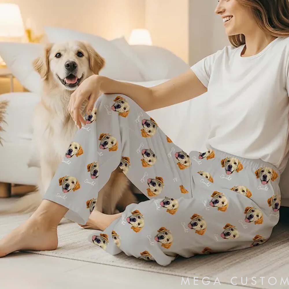 Personalized Pet Lover Custom Pet Face Pants Pajamas
