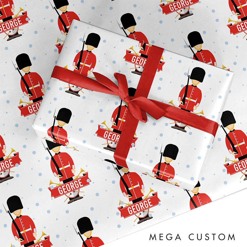 Personalized British Guards Christmas Wrapping Paper Custom Couple Christmas Wrapping Paper Holiday Gift Wrap for Girlfriend Wife Boyfriend Husband
