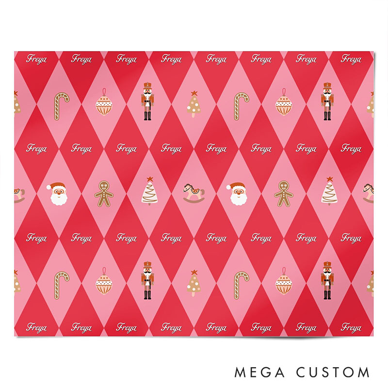 Personalized Harlequin Christmas Wrapping Paper Custom Couple Christmas Wrapping Paper Holiday Gift Wrap for Girlfriend Wife Boyfriend Husband