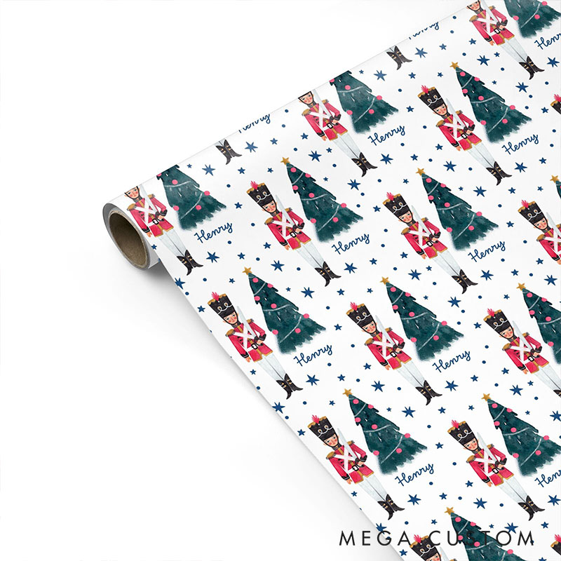 Personalized Nutcracker Christmas Wrapping Paper Custom Name Christmas Wrapping Paper Holiday Gift Wrap for Girlfriend Wife Boyfriend Husband