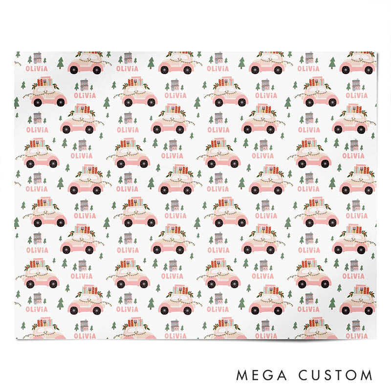 Personalized Car Carrying Gift Box Christmas Wrapping Paper Custom Christmas Wrapping Paper Holiday Gift Wrap for Girlfriend Wife Boyfriend Husband